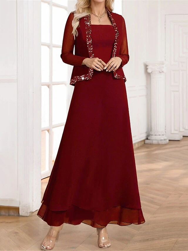 Women's Two Piece Dress Set Velvet Dress Party Dress Party Wedding Guest Elegant Modern Patchwork Long Dress Maxi Dress Crew Neck Long Sleeve Plain Regular Fit Wine Fall Winter S M L XL XXL 1 Women's Two Piece Dress Set Velvet Dress Party Dress Party Wedding Guest Elegant Modern Patchwork Long Dress Maxi Dress Crew Neck Long Sleeve Plain Regular Fit Wine Fall Winter S M L XL XXL