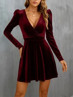 Women‘s Wedding Guest Dress Homecoming Dress Party Dress Velvet Dress Green Casual Dress Wine Army Green Black Long Sleeve Pure Color Ruched Velvet Winter Fall V Neck Casual Modern 33 Women‘s Wedding Guest Dress Homecoming Dress Party Dress Velvet Dress Green Casual Dress Wine Army Green Black Long Sleeve Pure Color Ruched Velvet Winter Fall V Neck Casual Modern -Party Prom Dresses Sales Store yqrjuf1661941394897