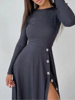 Women's Sweater Dress Winter Dress Jumper Dress Midi Dress Button Split Daily Date Going Out Fashion Basic Crew Neck Long Sleeve 2023 Regular Fit Black Blue Camel Color S M L XL Size 14 Women's Sweater Dress Winter Dress Jumper Dress Midi Dress Button Split Daily Date Going Out Fashion Basic Crew Neck Long Sleeve 2023 Regular Fit Black Blue Camel Color S M L XL Size -Party Prom Dresses Sales Store yqtpis1692357250565