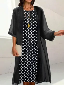 Women's Two Piece Dress Set Casual Dress Print Dress Outdoor Daily Fashion Elegant Print Midi Dress Crew Neck 3/4 Length Sleeve Floral Geometric Regular Fit Black Red Blue Summer Spring S M L XL XXL -Party Prom Dresses Sales Store yrwndu1683802574137