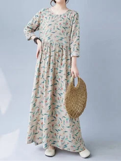 Women's Casual Dress Linen Dress Swing Dress Maxi Long Dress Linen Fashion Modern Outdoor Daily Holiday Crew Neck Print Long Sleeve Fall Winter Autumn 2023 Loose Fit Apricot Flower L XL 2XL 22 Women's Casual Dress Linen Dress Swing Dress Maxi Long Dress Linen Fashion Modern Outdoor Daily Holiday Crew Neck Print Long Sleeve Fall Winter Autumn 2023 Loose Fit Apricot Flower L XL 2XL -Party Prom Dresses Sales Store ysicgj1693553154289