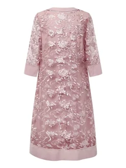 Women's Lace Dress Dress Set Two Piece Dress Midi Dress Pink Half Sleeve Pure Color Mesh Summer Spring Fall Crew Neck Fashion Office Wedding Guest 2023 S M L XL XXL 3XL -Party Prom Dresses Sales Store yullxo1666851022143