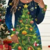 Women's Christmas Work Dress Casual Dress Fashion Winter Dress Daily Mini Dress Print Crew Neck Long Sleeve Santa Claus Snowman Loose Fit Black Wine Green Fall Winter S M L XL XXL