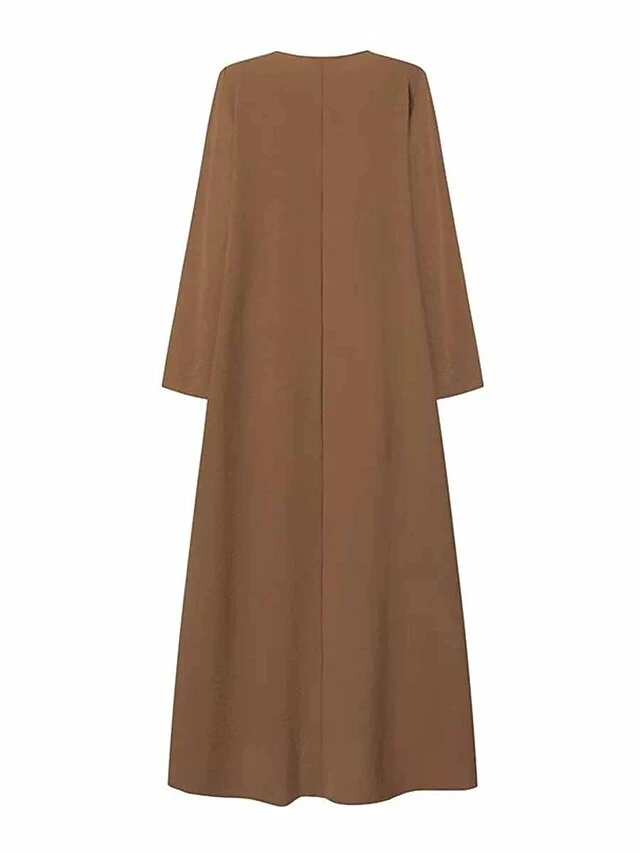 Women's Casual Dress Cotton Linen Dress Black Dress Maxi Long Dress Cotton Blend Basic Casual Outdoor Daily V Neck Button Pocket Long Sleeve Summer Spring Fall 2023 Loose Fit ArmyGreen Navy Blue Khaki 5 Women's Casual Dress Cotton Linen Dress Black Dress Maxi Long Dress Cotton Blend Basic Casual Outdoor Daily V Neck Button Pocket Long Sleeve Summer Spring Fall 2023 Loose Fit ArmyGreen Navy Blue Khaki - Image 5