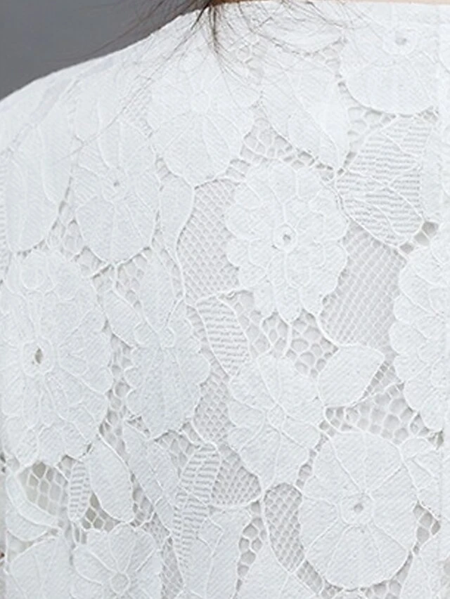 Women's Work Dress Lace Dress Black Dress Fashion Midi Dress Lace Pocket Crew Neck Long Sleeve Plain Loose Fit Black White Pink Fall M L XL XXL 3XL 16 Women's Work Dress Lace Dress Black Dress Fashion Midi Dress Lace Pocket Crew Neck Long Sleeve Plain Loose Fit Black White Pink Fall M L XL XXL 3XL - Image 16