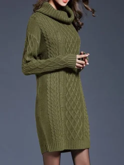 Women's Sweater Dress Jumper Dress Winter Dress Mini Dress Warm Plain Outdoor Daily Holiday Vacation Turtleneck Long Sleeve 2023 Loose Fit White Wine Blue M L XL XXL 3XL -Party Prom Dresses Sales Store zbnexw1697711248459