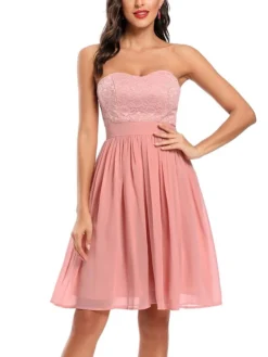 Women's Retro Elegant Homecoming Dress Mini Dress Party Wedding Guest Pleated Zipper Solid Color Strapless Sleeveless Regular Fit Summer Spring 2023 Pink Burgundy S M L XL 9 Women's Retro Elegant Homecoming Dress Mini Dress Party Wedding Guest Pleated Zipper Solid Color Strapless Sleeveless Regular Fit Summer Spring 2023 Pink Burgundy S M L XL -Party Prom Dresses Sales Store zdpzdo1678183576563