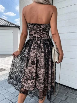 Women's Party Dress Lace Dress Homecoming Dress Mini Dress Black White Sleeveless Pure Color Backless Summer Spring Strapless Stylish Vacation Spring Dress 2023 S M L XL -Party Prom Dresses Sales Store zecdyx1655262365536