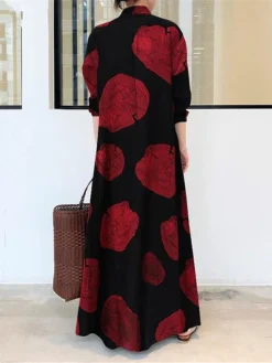 Women's Shirt Dress Casual Dress Cotton Linen Dress Maxi Long Dress Cotton Blend Basic Casual Outdoor Daily Shirt Collar Button Pocket Long Sleeve Summer Spring Fall 2023 Loose Fit Black White Yellow -Party Prom Dresses Sales Store zfcyyi1672828267334