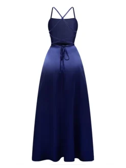 Women‘s Prom Party Dress Satin Dress Swing Dress Long Dress Maxi Dress Black Blue Dark Green Pure Color Backless Fall Spring Spaghetti Romantic Winter Dress Daily Evening Party 2023 -Party Prom Dresses Sales Store zigopp1677580211879