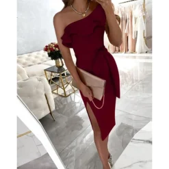 Party Dress Black Wine Red Pure Color Summer Spring 2023 S M L XL 2XL -Party Prom Dresses Sales Store zkmpuy1652414185758