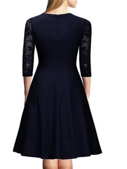 Women's Casual Dress Swing Dress Green Dress Midi Dress Wine Green 3/4 Length Sleeve Pure Color Lace Summer Spring Square Neck Party Slim 2023 S M L XL XXL -Party Prom Dresses Sales Store zlddrp1639377721901