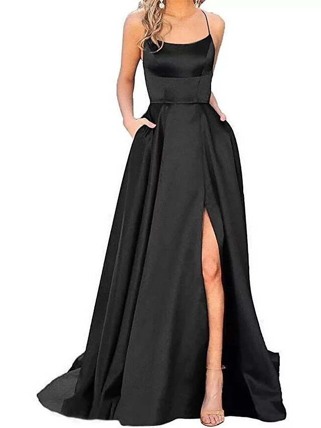 Women‘s Prom Party Dress Homecoming Dress Satin Maxi Long Dress Green Red Sleeveless Pure Color Split Spring Summer Spaghetti Strap Party Stylish Elegant Party 2023 S M L XL 6 Women‘s Prom Party Dress Homecoming Dress Satin Maxi Long Dress Green Red Sleeveless Pure Color Split Spring Summer Spaghetti Strap Party Stylish Elegant Party 2023 S M L XL - Image 6