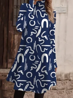 Women's Work Dress Casual Dress Fashion Winter Dress Daily Mini Dress Print Turtleneck Long Sleeve Floral Letter Regular Fit Light Pink Black Light Green Fall Winter S M L XL XXL -Party Prom Dresses Sales Store znprwu1694156934342