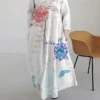 Women's Casual Dress Cotton Linen Dress A Line Dress Maxi Long Dress Linen / Cotton Blend Daily Ethnic Style Work Daily Vacation Crew Neck Patchwork Print 3/4 Length Sleeve Spring Fall Winter 2023