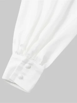 Women's Work Dress Satin Dress White Dress Fashion Midi Dress Lace Up V Neck Long Sleeve Plain Loose Fit White Fall Winter S M L XL XXL -Party Prom Dresses Sales Store zponzi1693374224558