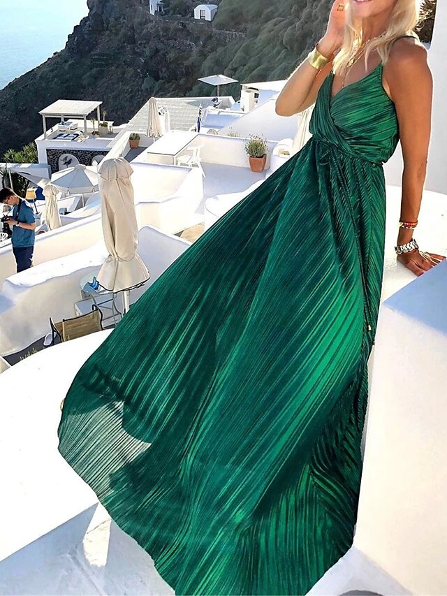 Women's Long Dress Maxi Dress Party Dress Casual Dress Swing Dress Plain Fashion Casual Outdoor Daily Holiday Ruched Sleeveless Strap Dress Loose Fit Dark Green Purple Dark Blue Spring S M L XL 2 Women's Long Dress Maxi Dress Party Dress Casual Dress Swing Dress Plain Fashion Casual Outdoor Daily Holiday Ruched Sleeveless Strap Dress Loose Fit Dark Green Purple Dark Blue Spring S M L XL - Image 2