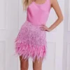 Women‘s Party Dress Homecoming Dress Wedding Guest Fringe Dress Feather Dress Mini Dress White Pink Beige Sleeveless Pure Color Tassel Fringe Summer Spring Crew Neck Fashion Party 2023 S M L XL 2XL