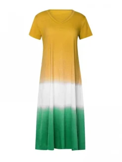 Women's T Shirt Dress Tee Dress Maxi Long Dress Black Blue Gray Yellow Red Short Sleeve Color Block Patchwork Spring Summer Round Neck Casual Boom Sale Dress S M L XL XXL 3XL 4XL 5XL -Party Prom Dresses Sales Store zvqvwa1666946124005