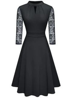 Women's Work Dress Semi Formal Dress A Line Dress Fashion Midi Dress Hollow Out Crew Neck Long Sleeve Plain Regular Fit Black Pink Wine Fall Winter S M L XL XXL 24 Women's Work Dress Semi Formal Dress A Line Dress Fashion Midi Dress Hollow Out Crew Neck Long Sleeve Plain Regular Fit Black Pink Wine Fall Winter S M L XL XXL -Party Prom Dresses Sales Store zxjouh1692611888030