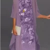 Women's Dress Set Two Piece Dress A Line Dress Long Dress Maxi Dress Purple Green Half Sleeve Floral Ruched Summer Spring Crew Neck Elegant Vacation 2023 S M L XL XXL 3XL