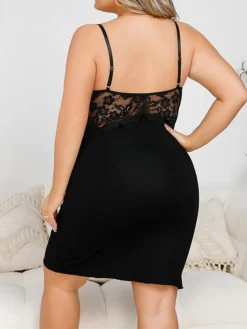 Women's Casual Dress Strap Dress Mini Dress Daily Casual Lace Solid Color Strap Home Lounge Black Wine 2023 Summer Spring XL XXL 3XL 4XL -Party Prom Dresses Sales Store zxrjtm1692781057246