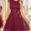 Women‘s Christmas Party Dress Lace Dress Cocktail Dress Midi Dress Pink Wine Navy Blue Short Sleeve Pure Color Lace Spring Fall Winter V Neck Fashion Winter Dress Wedding Guest Vacation 2023